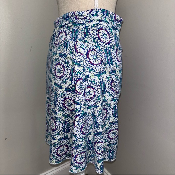 Soybu blue & teal medallion A Line Pull On Side Tie Yoga Waist skirt size Small - Picture 3 of 5